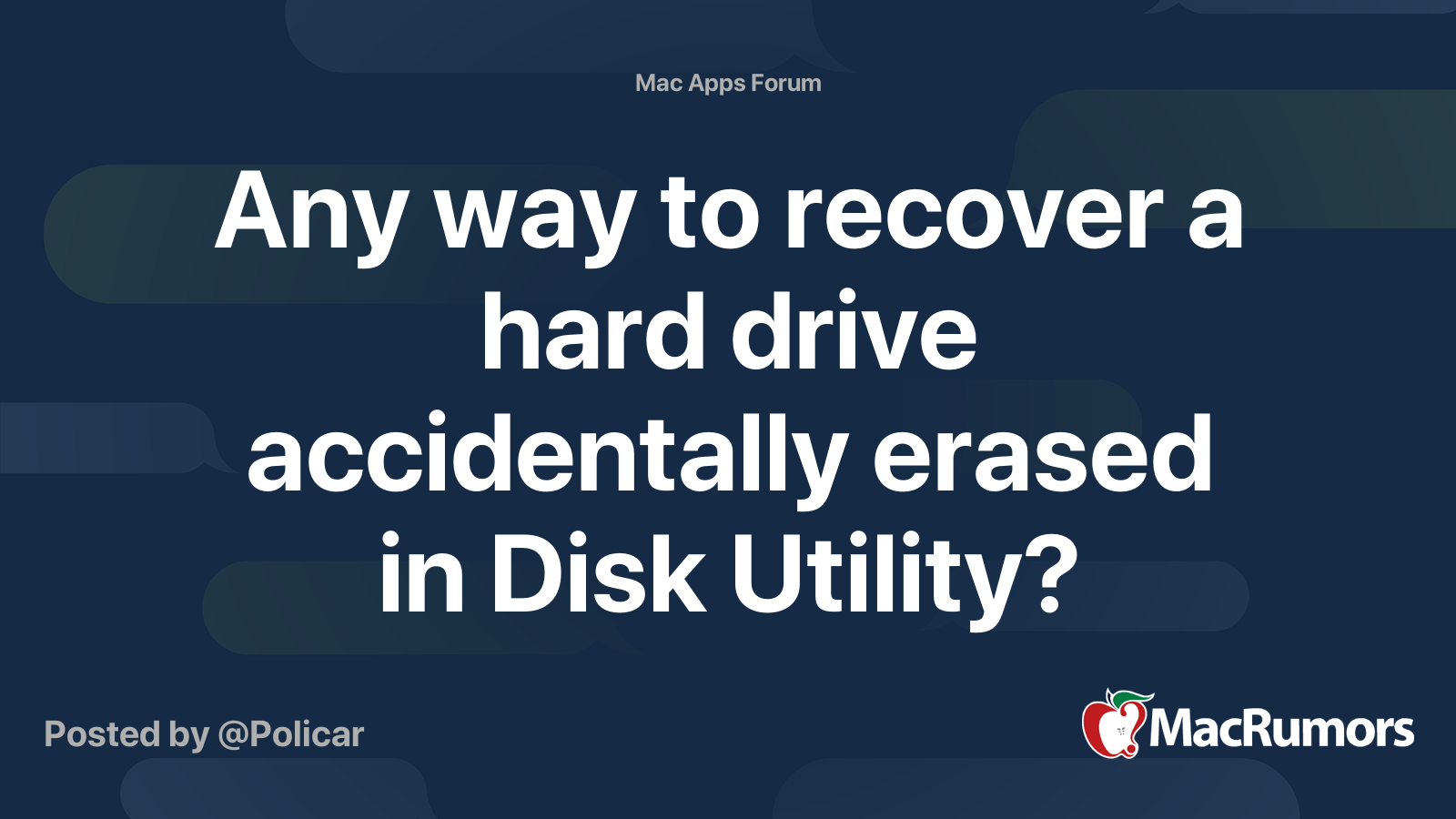 Any way to recover a hard drive accidentally erased in Disk Utility