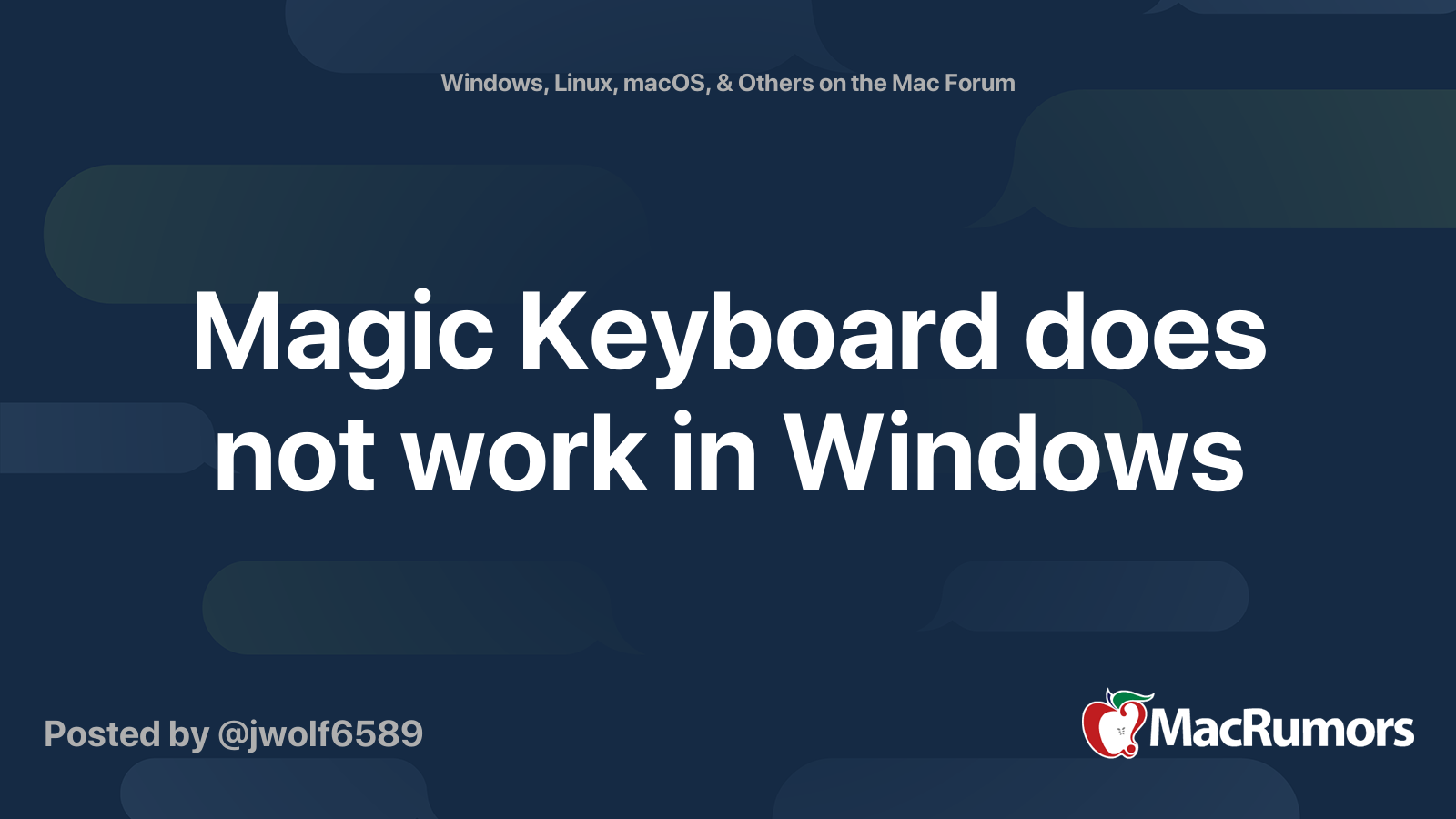 Magic Keyboard does not work in Windows MacRumors Forums
