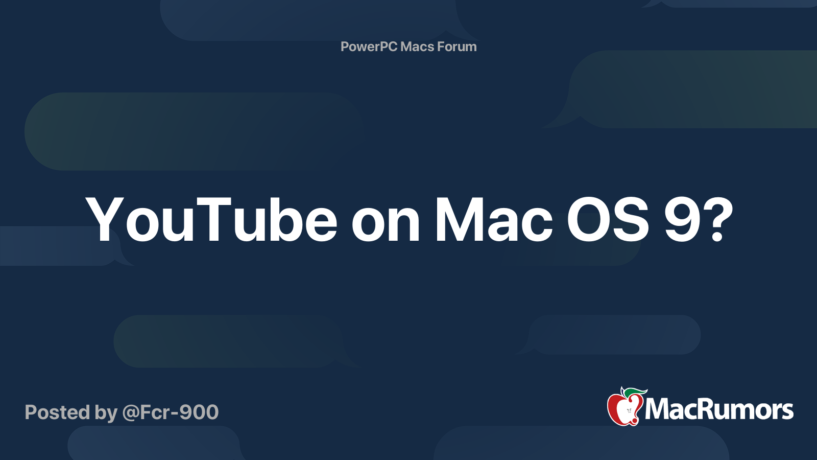 YouTube on Mac OS 9? | MacRumors Forums