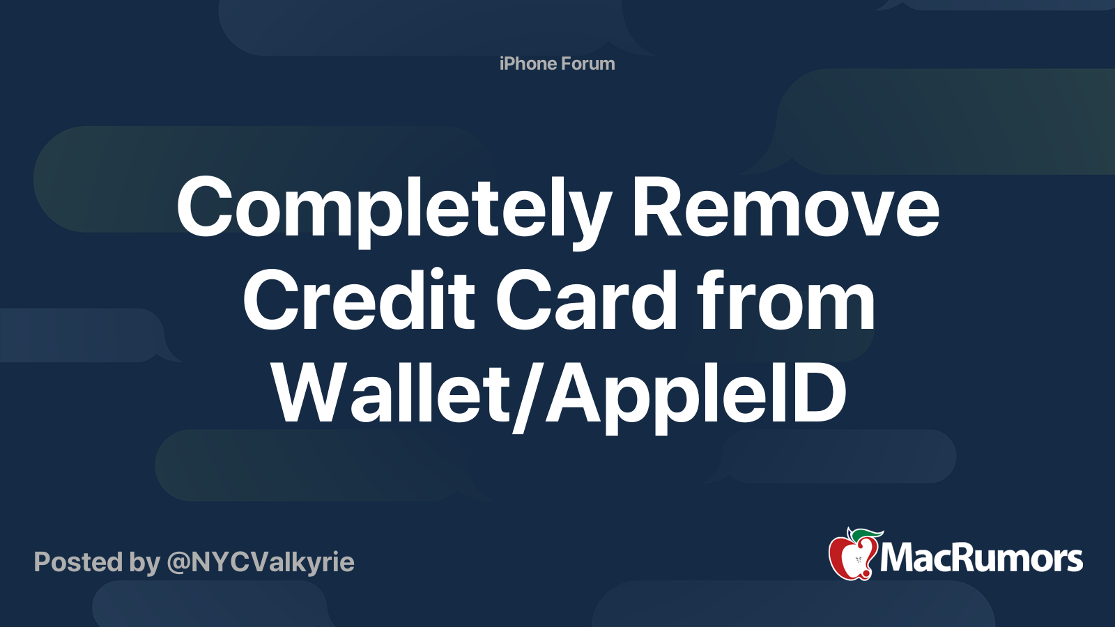 Completely Remove Credit Card from Wallet/AppleID MacRumors Forums