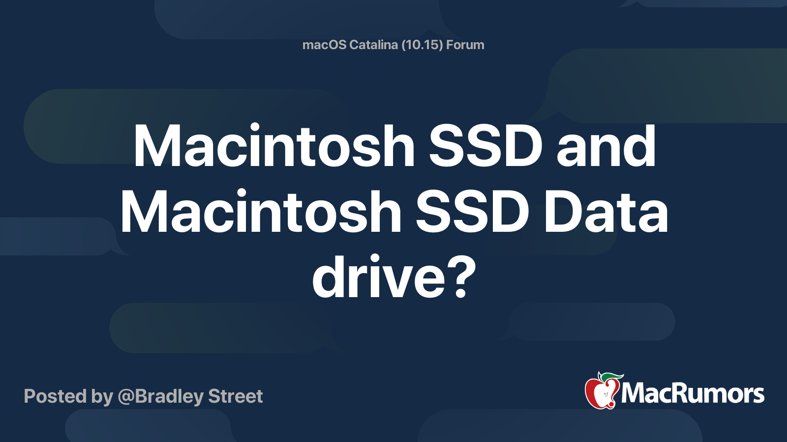 Macintosh SSD and Macintosh SSD Data drive? MacRumors Forums