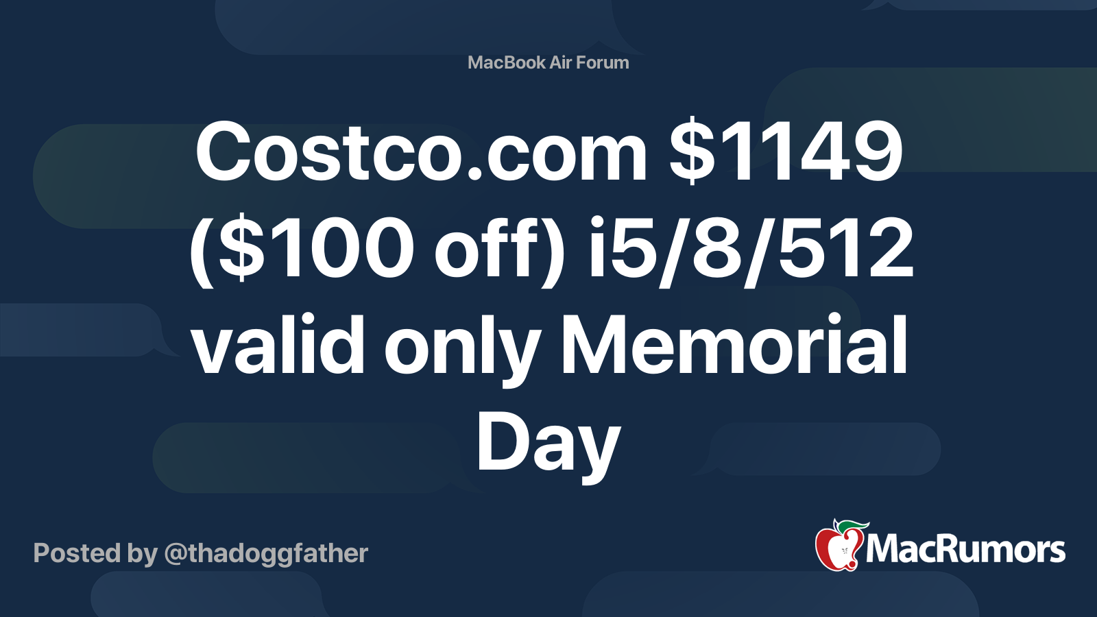 Costco Com 1149 100 Off I5 8 512 Valid Only Memorial Day Macrumors Forums