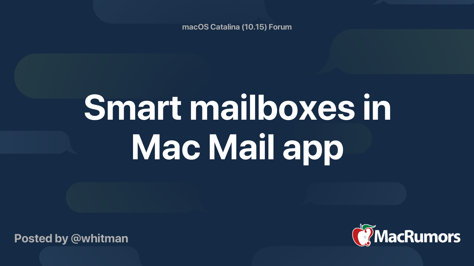 Smart mailboxes in Mac Mail app | MacRumors Forums