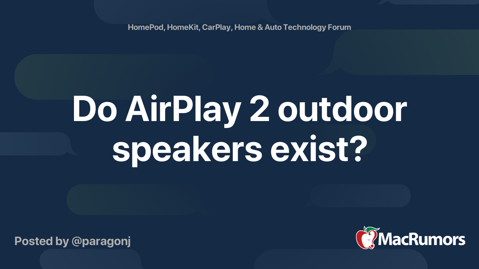 Do AirPlay 2 outdoor speakers exist? MacRumors Forums