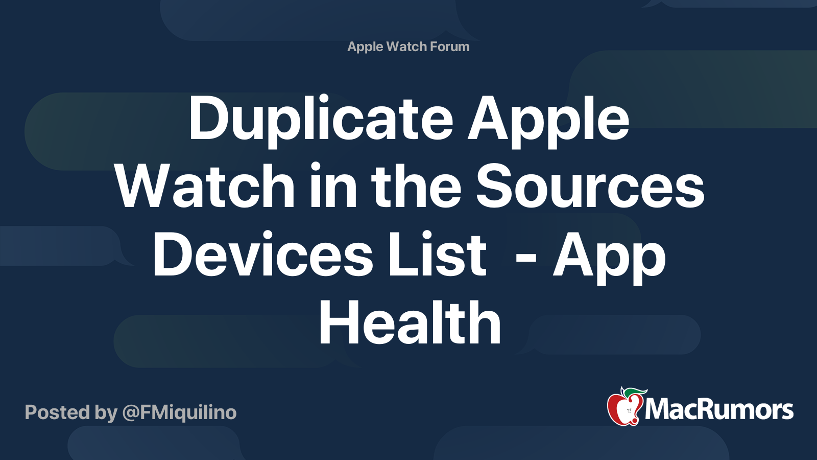 Duplicate Apple Watch in the Sources Devices List - App Health