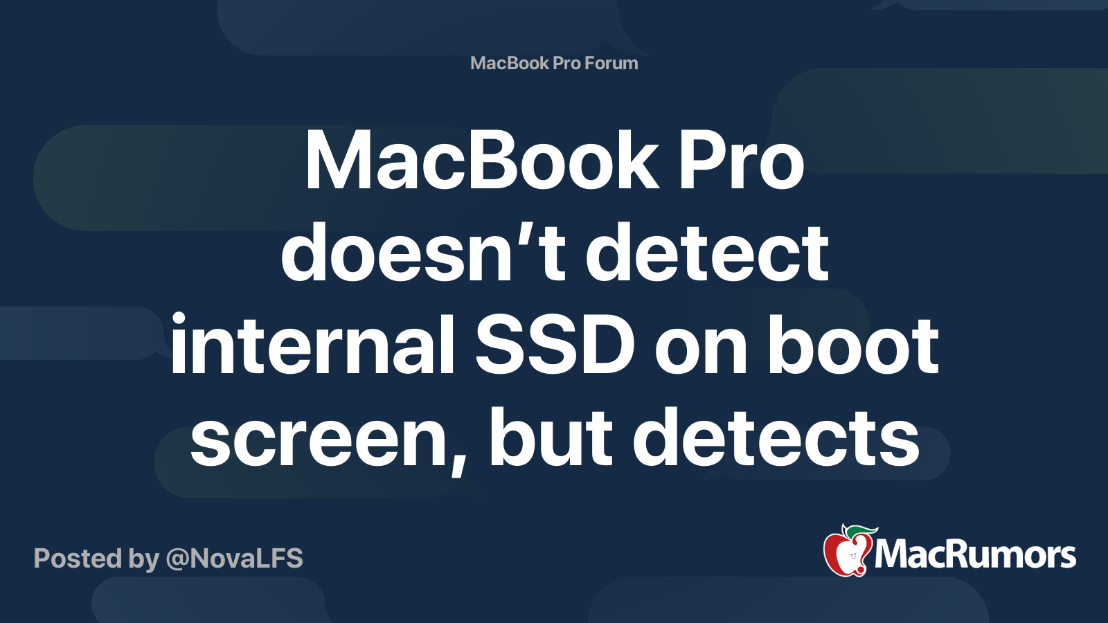 MacBook Pro doesn’t detect internal SSD on boot screen, but detects it