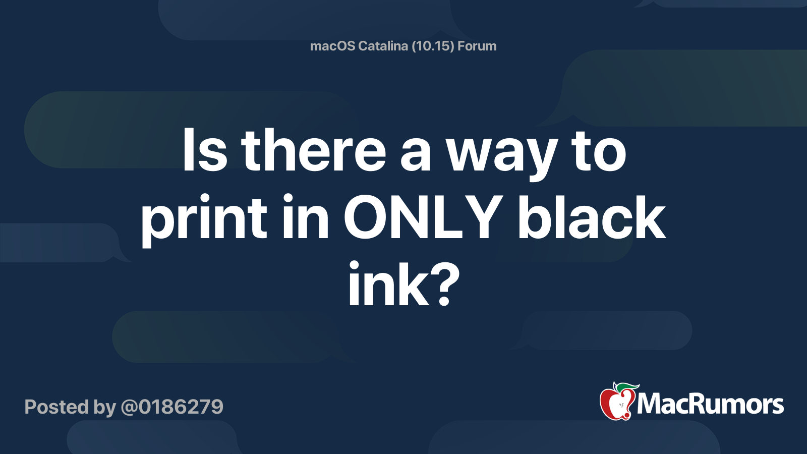 Is There A Way To Print In ONLY Black Ink MacRumors Forums
