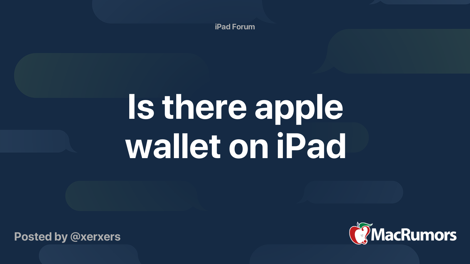 Is there apple wallet on iPad MacRumors Forums