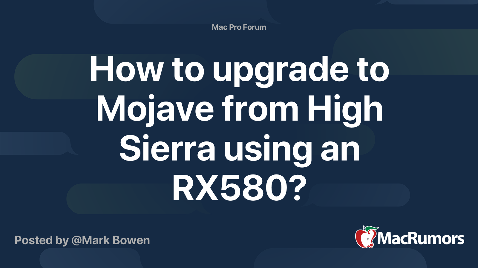 How to upgrade to Mojave from High Sierra using an RX580? | MacRumors ...