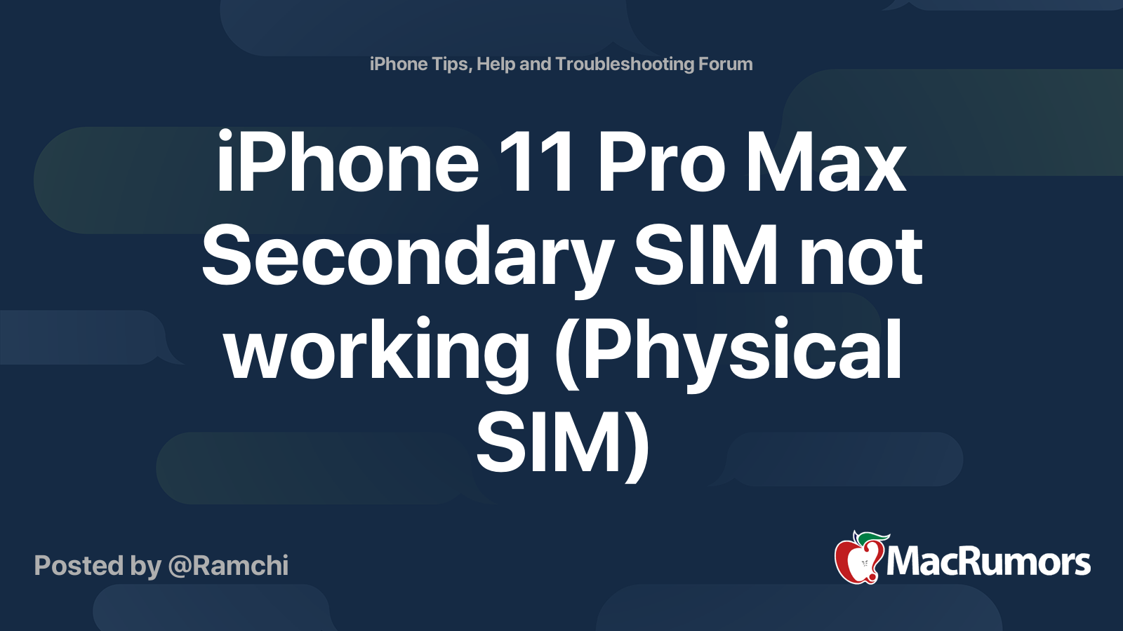 iPhone 11 Pro Max Secondary SIM not working (Physical SIM) | MacRumors