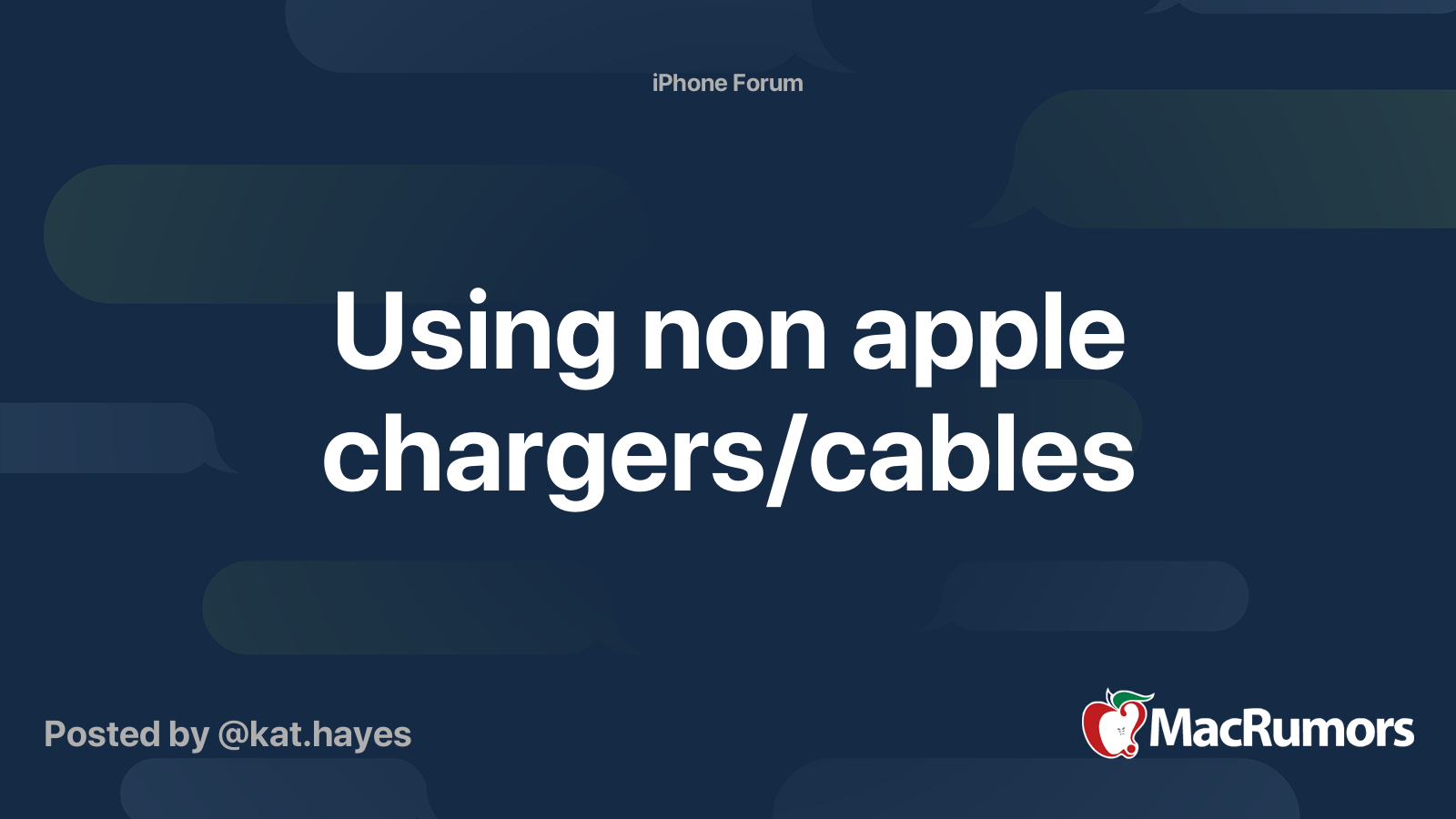 Using non apple chargers/cables MacRumors Forums