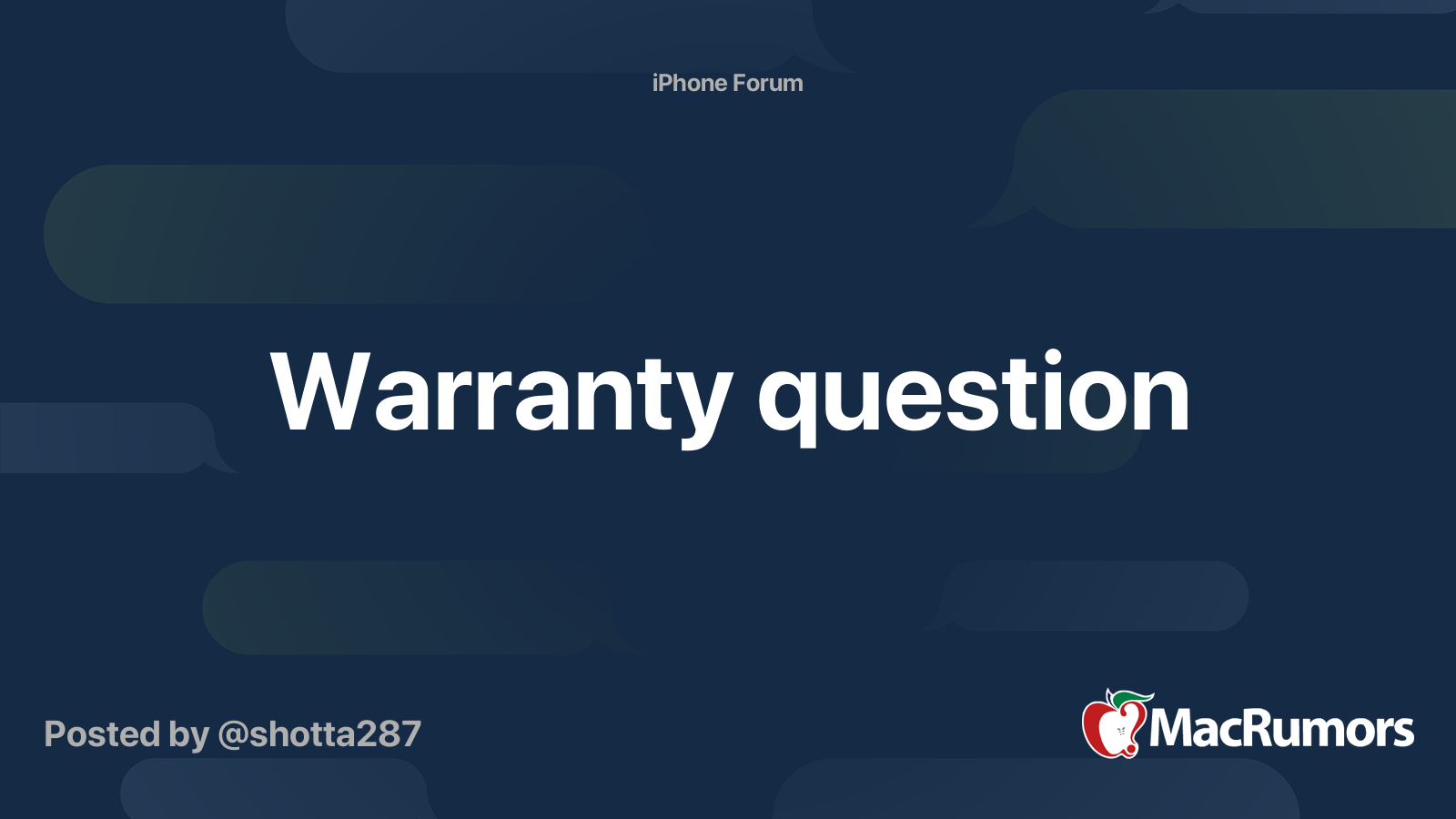 Warranty question MacRumors Forums