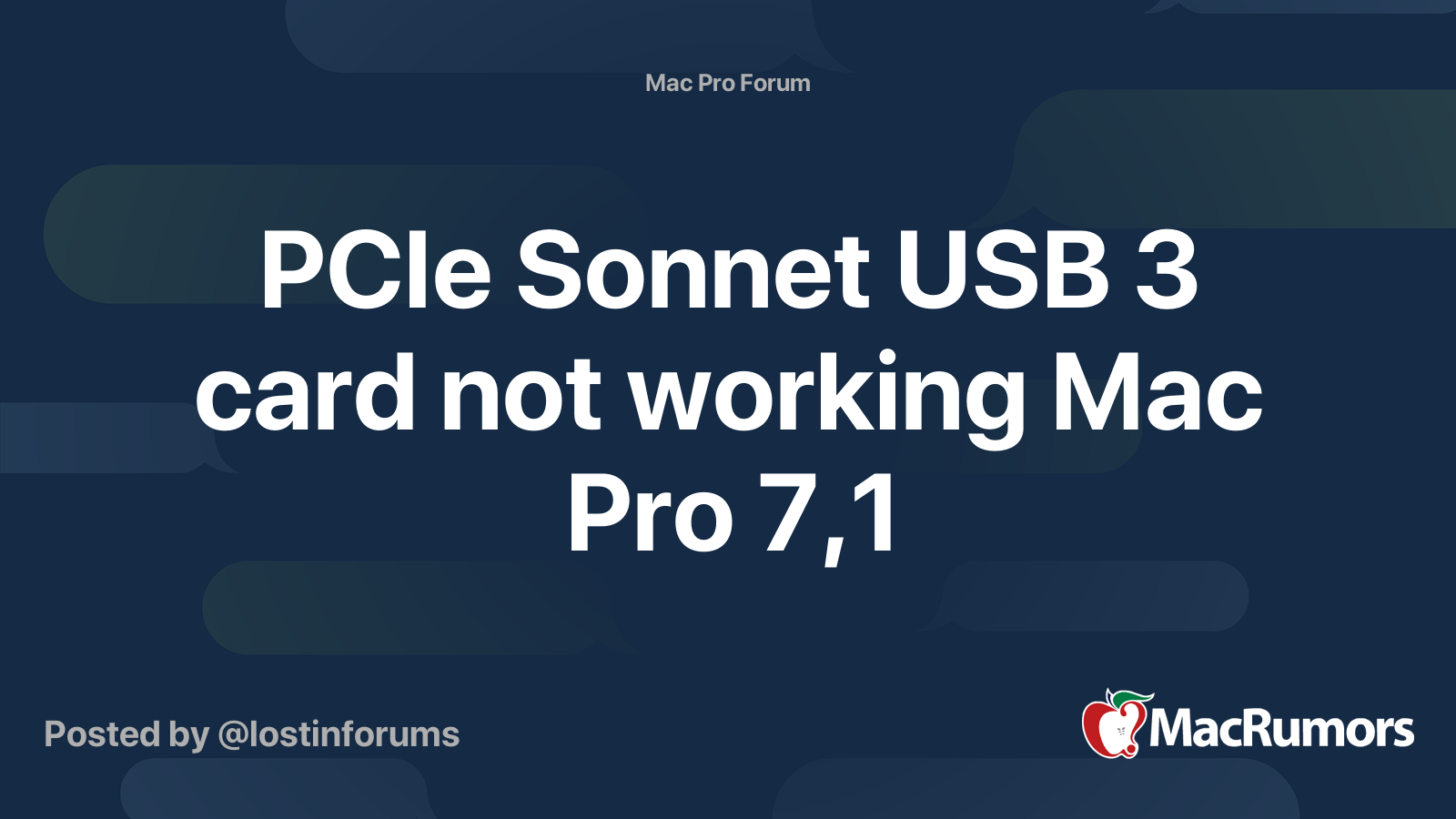 PCIe USB 3 card not working Mac Pro 7,1 MacRumors Forums