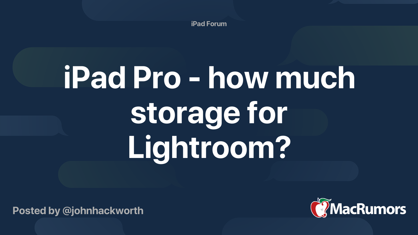 iPad Pro how much storage for Lightroom? MacRumors Forums