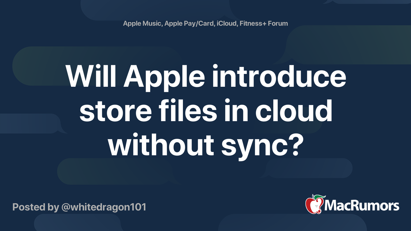 Will Apple introduce store files in cloud without sync? MacRumors Forums