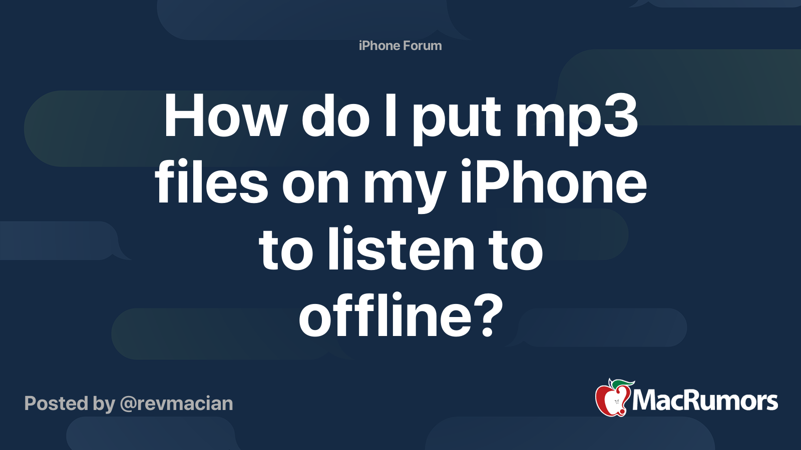 How Do I Put Mp3 Files On My IPhone To Listen To Offline MacRumors