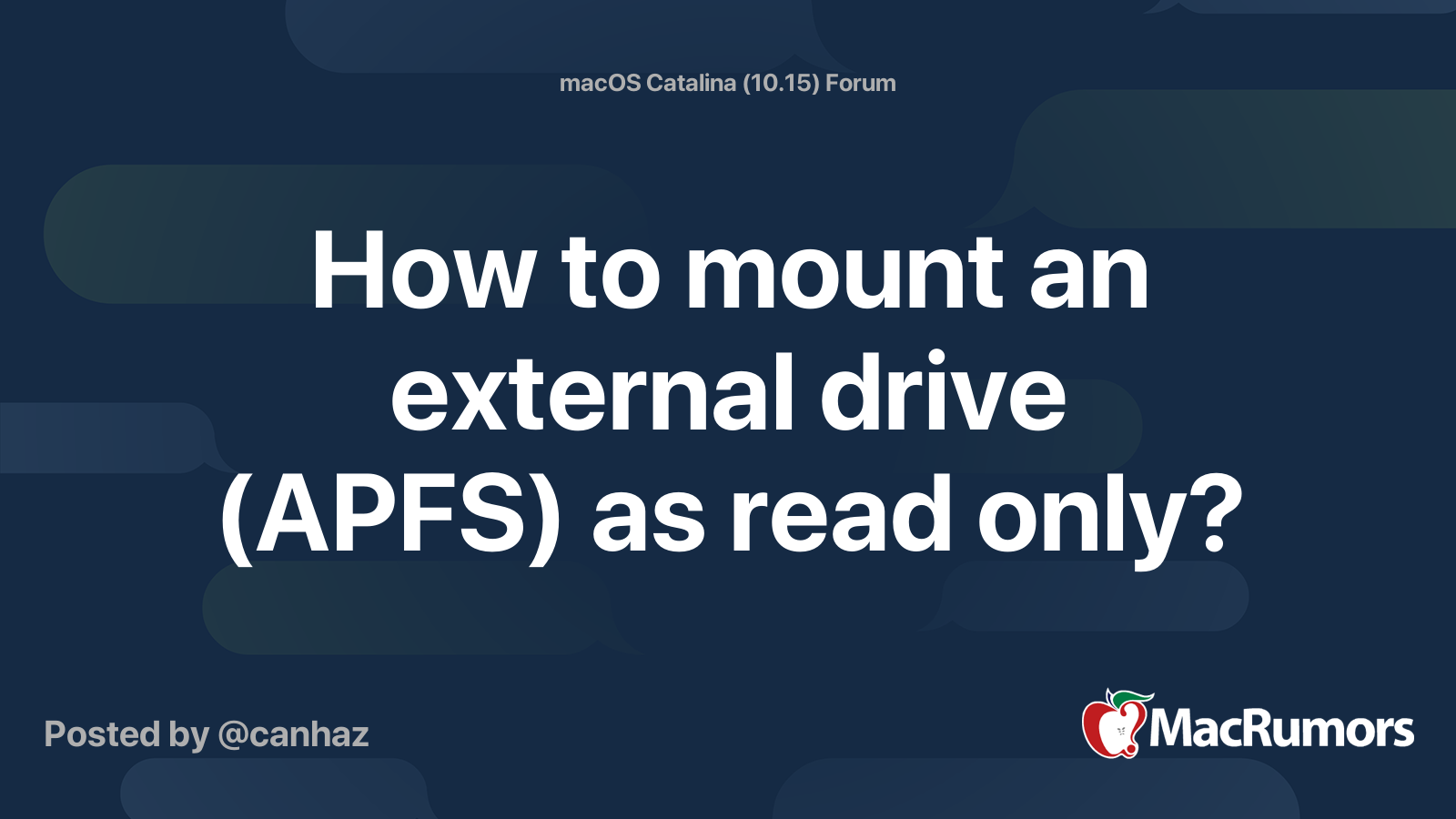 How To Mount An External Drive APFS As Read Only MacRumors Forums