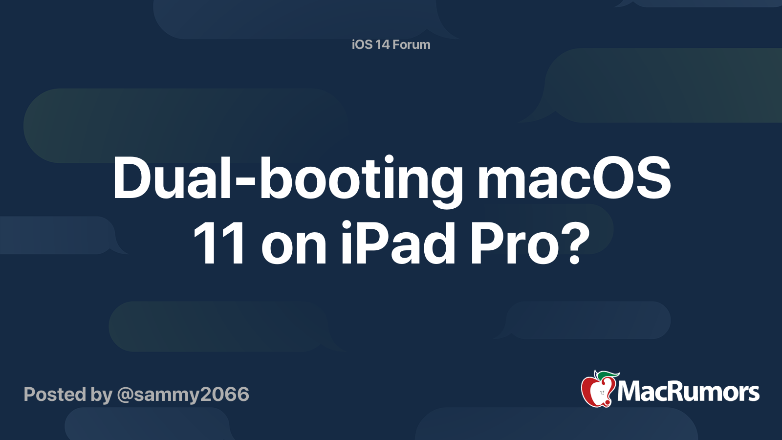 Dual-booting macOS 11 on iPad Pro? | MacRumors Forums