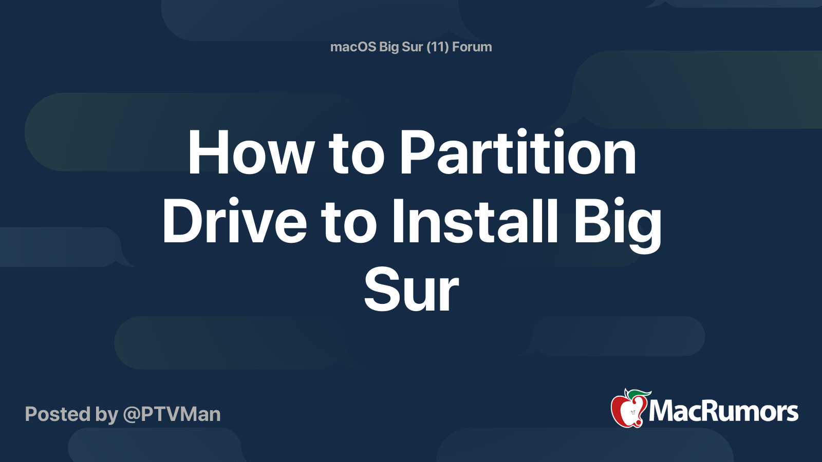 How to Partition Drive to Install Big Sur | MacRumors Forums