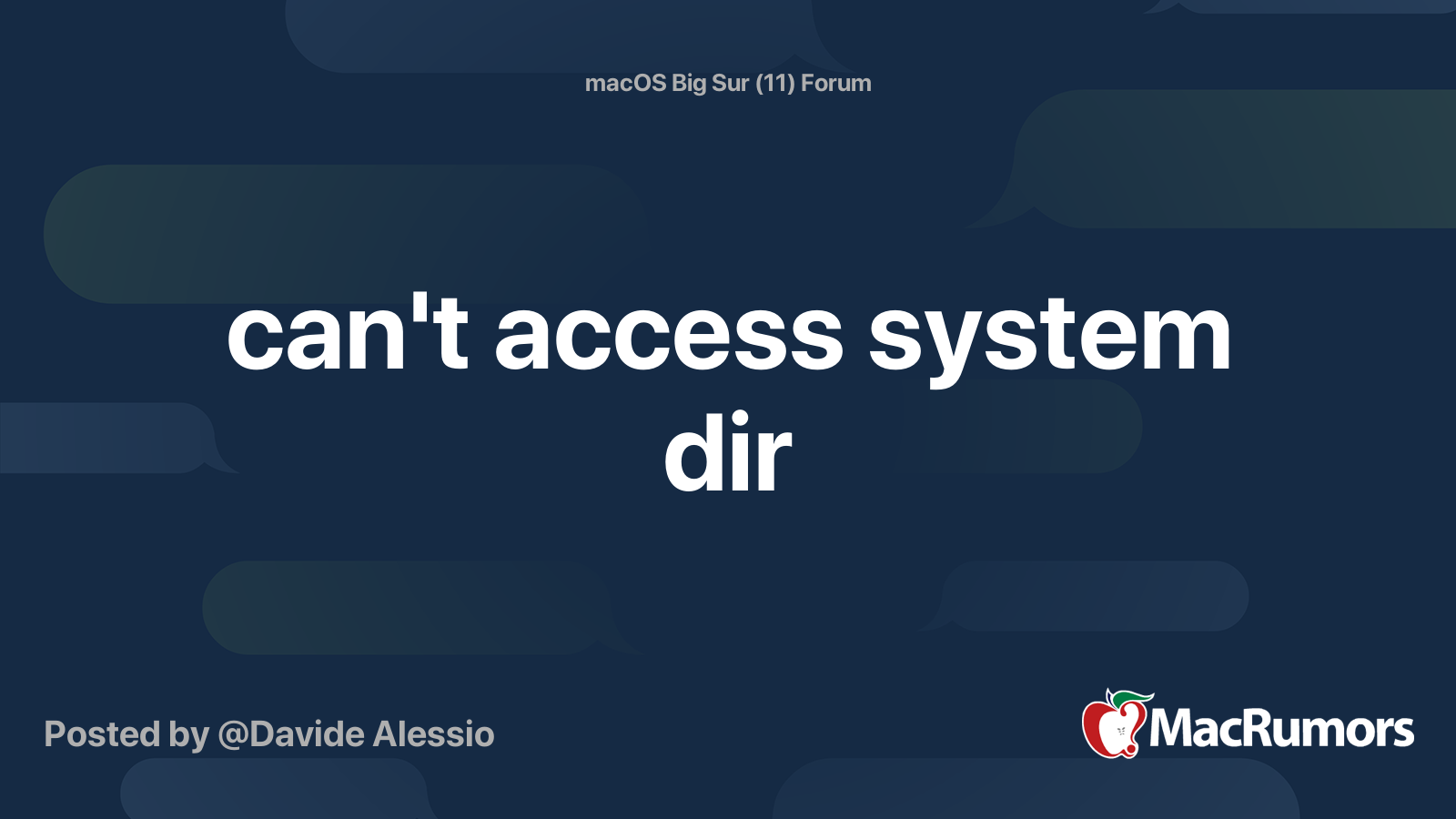 can't access system dir | MacRumors Forums