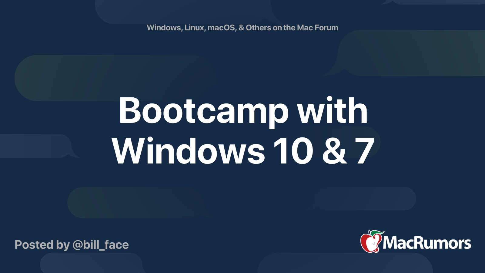 Bootcamp with Windows 10 & 7 MacRumors Forums