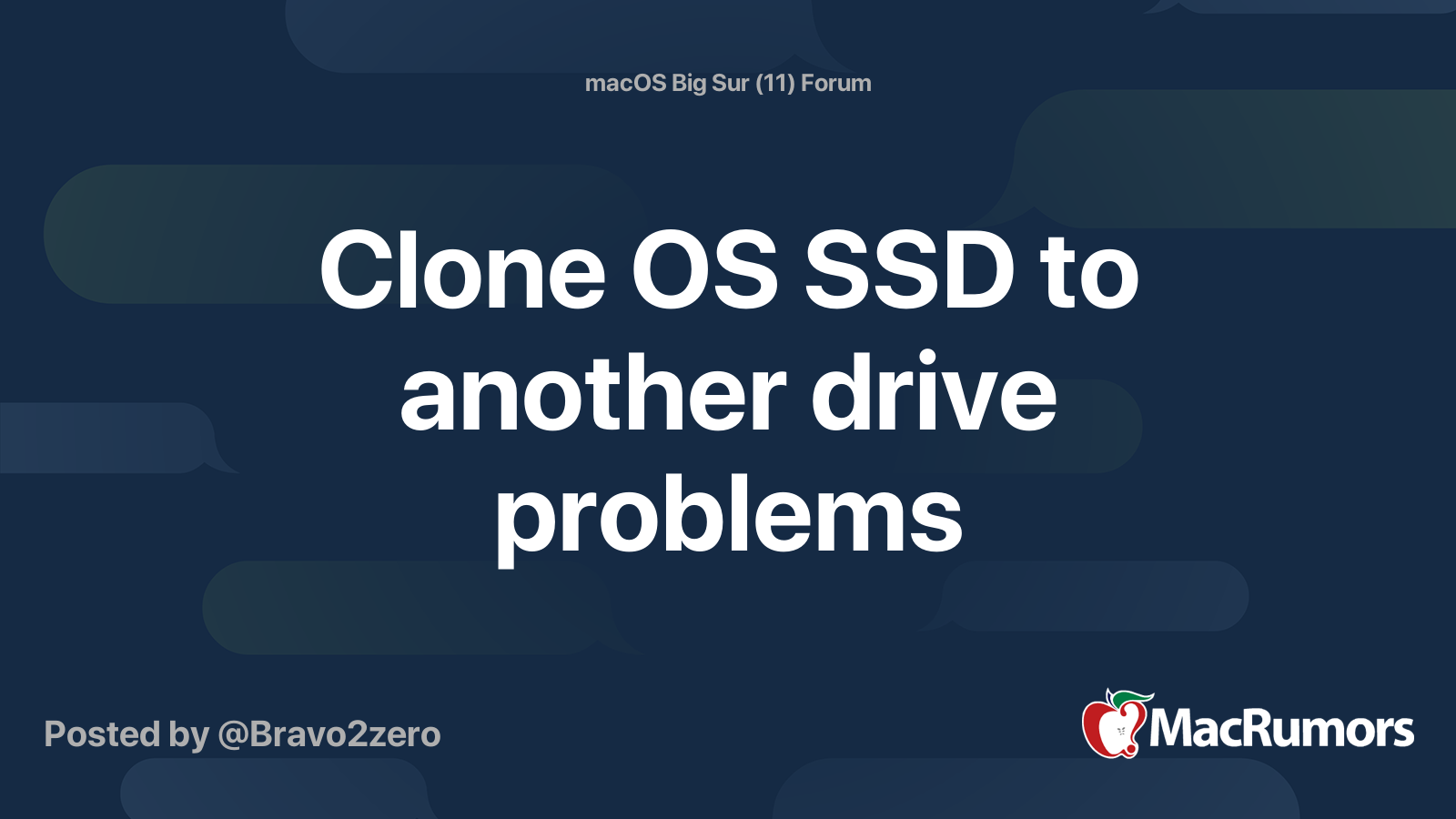 Clone OS SSD to another drive problems MacRumors Forums
