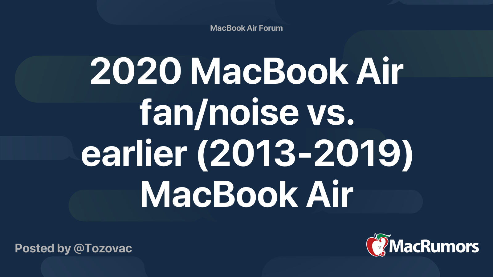 desinfektionsmiddel Klan Synes 2020 MacBook Air fan/noise vs. earlier (2013-2019) MacBook Air fan/noise |  MacRumors Forums