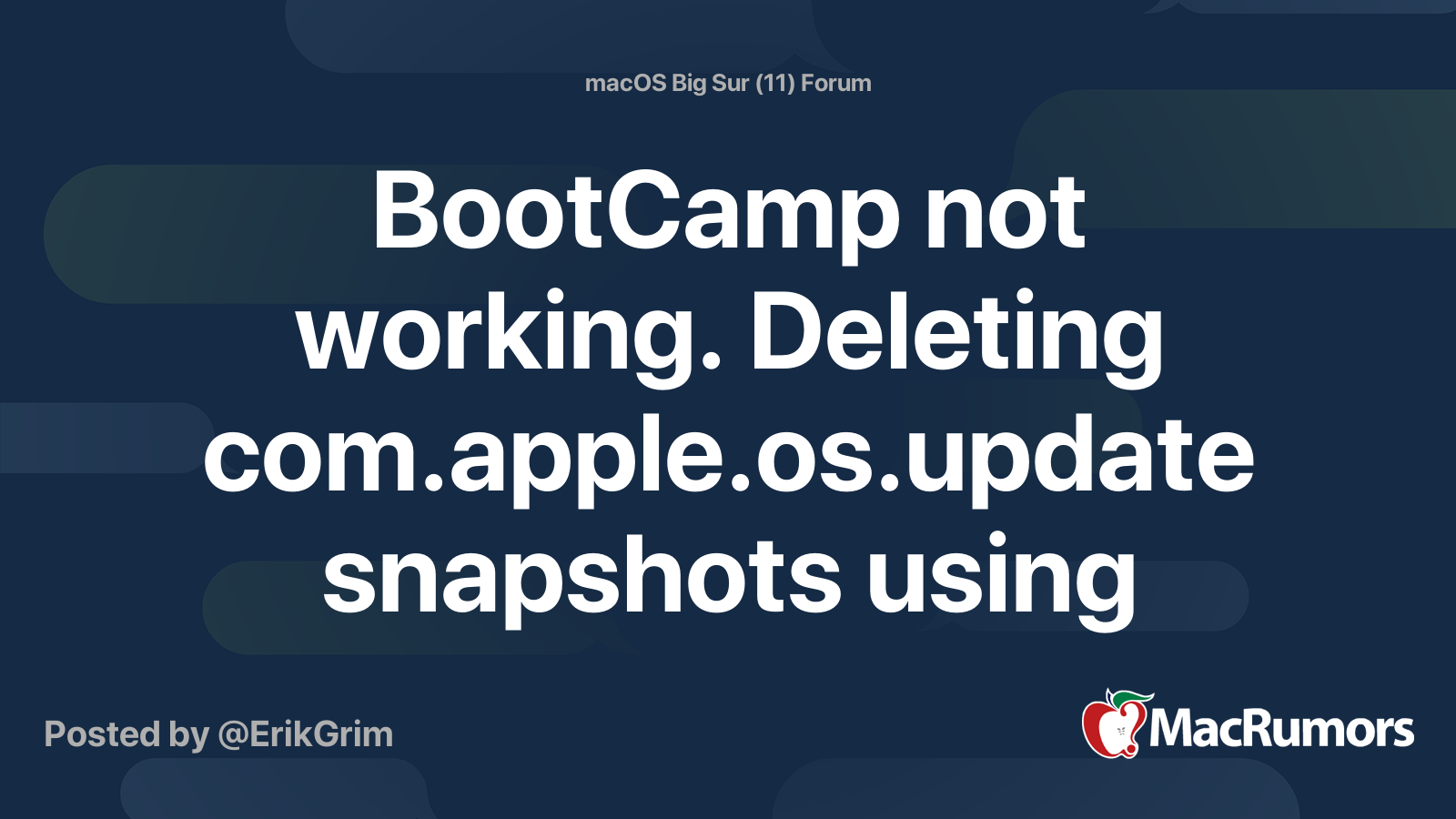 Не удалось обнаружить загрузочный том mac os bootcamp