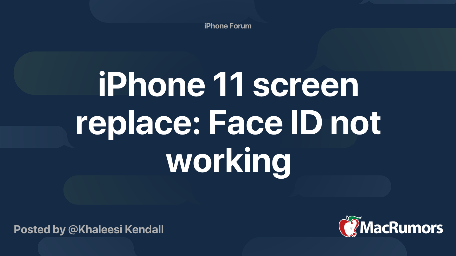 iPhone 11 screen replace: Face ID not working | MacRumors Forums