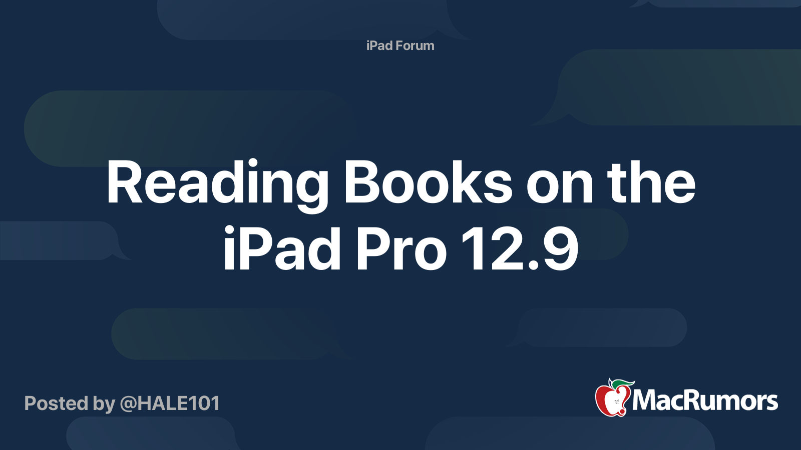 Reading Books on the iPad Pro 12.9 | MacRumors Forums