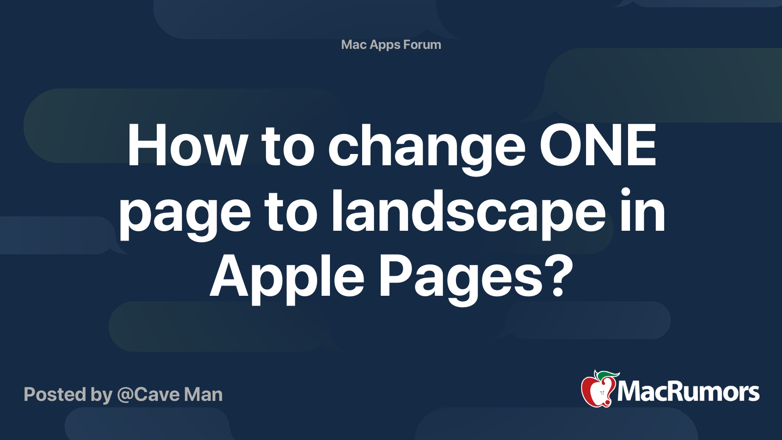 how-to-change-one-page-to-landscape-in-apple-pages-macrumors-forums