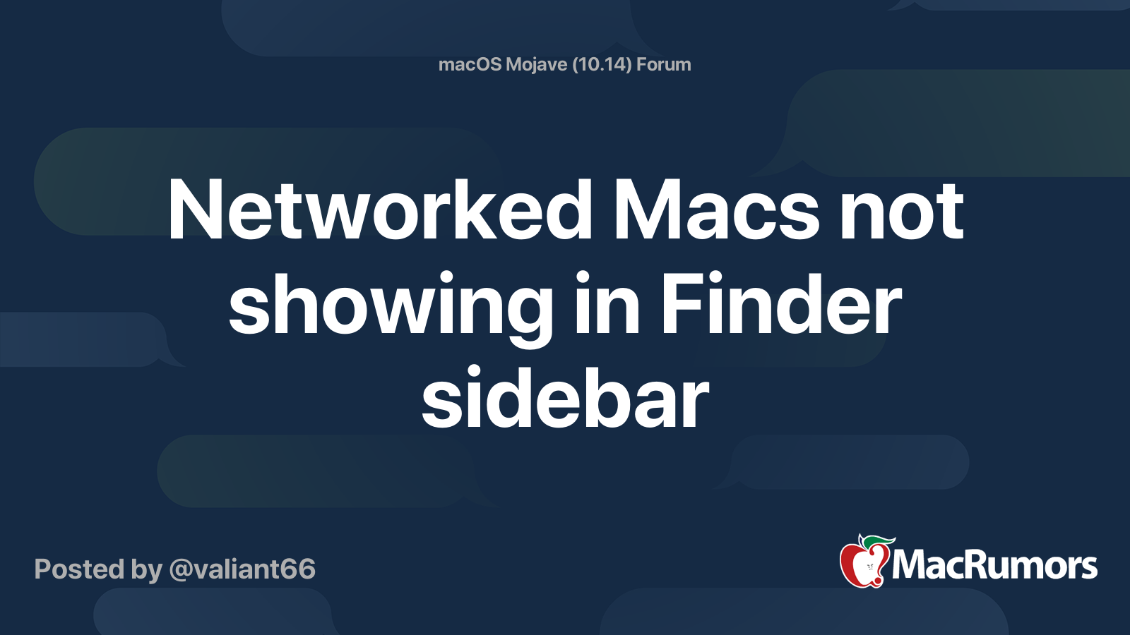 Networked Macs not showing in Finder sidebar MacRumors Forums