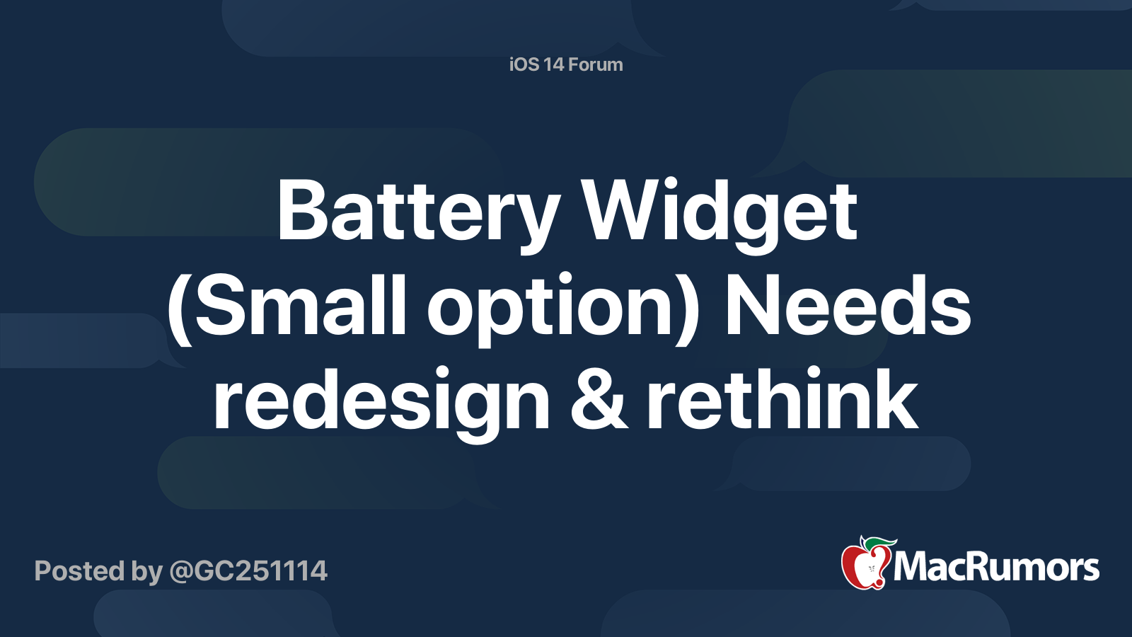 Battery Widget Small Option Needs Redesign Rethink Macrumors Forums
