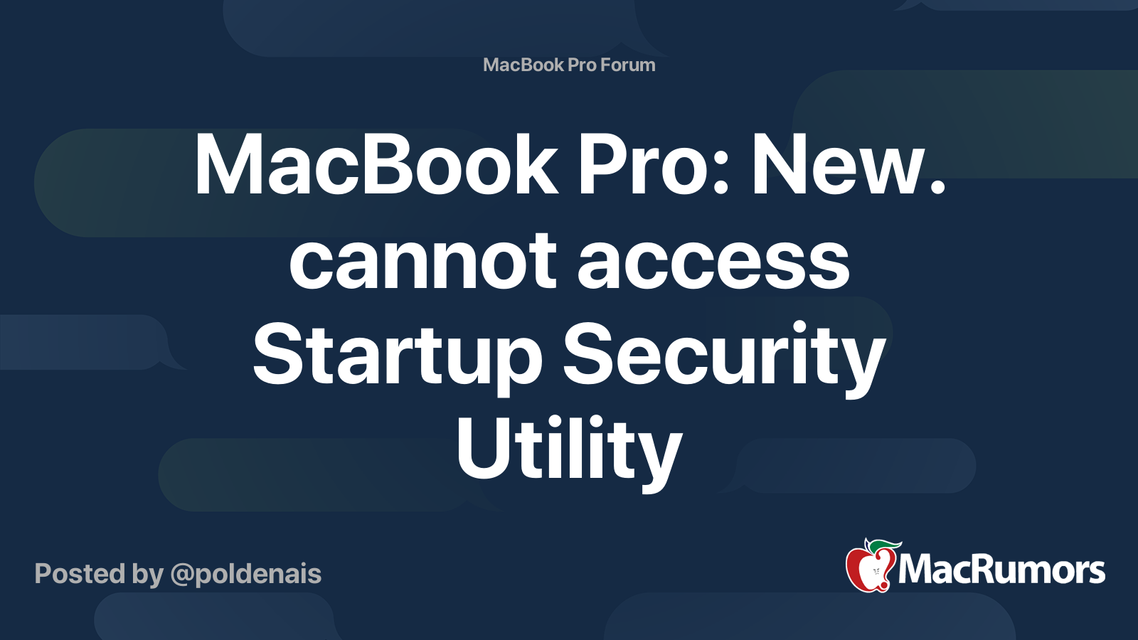 MacBook Pro New. cannot access Startup Security Utility MacRumors Forums
