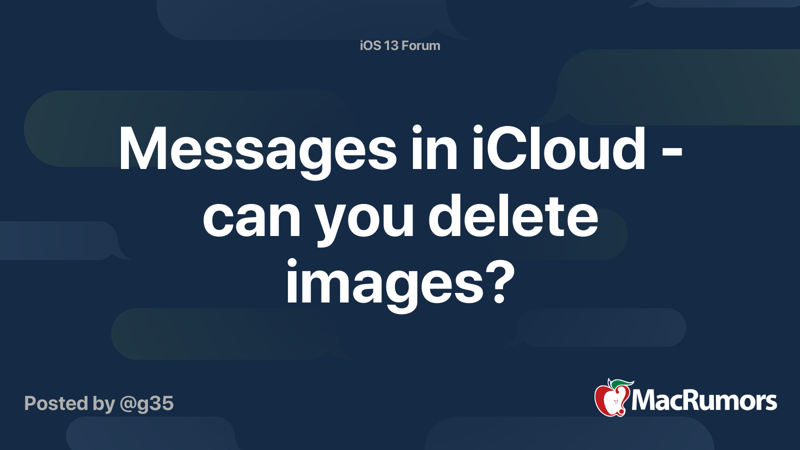 Messages in iCloud - can you delete images? | MacRumors Forums