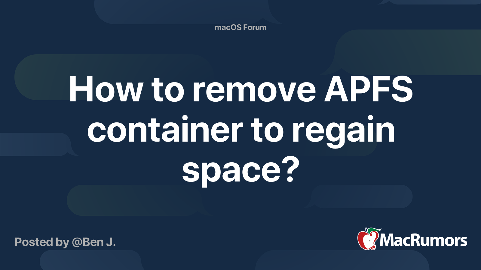 How to remove APFS container to regain space? MacRumors Forums