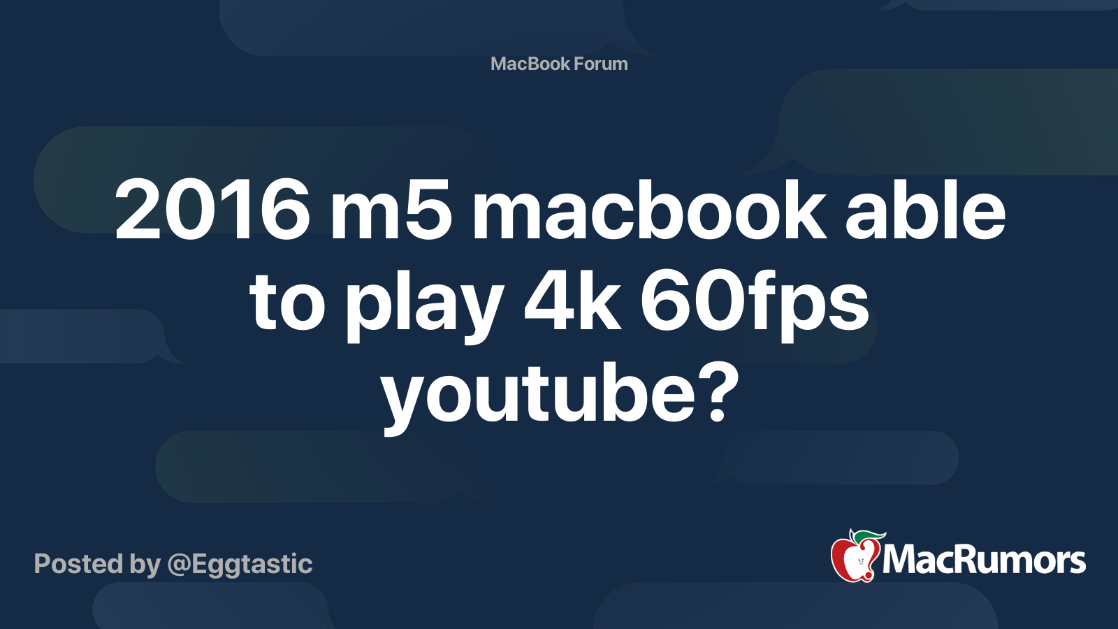 16 M5 Macbook Able To Play 4k 60fps Youtube Macrumors Forums