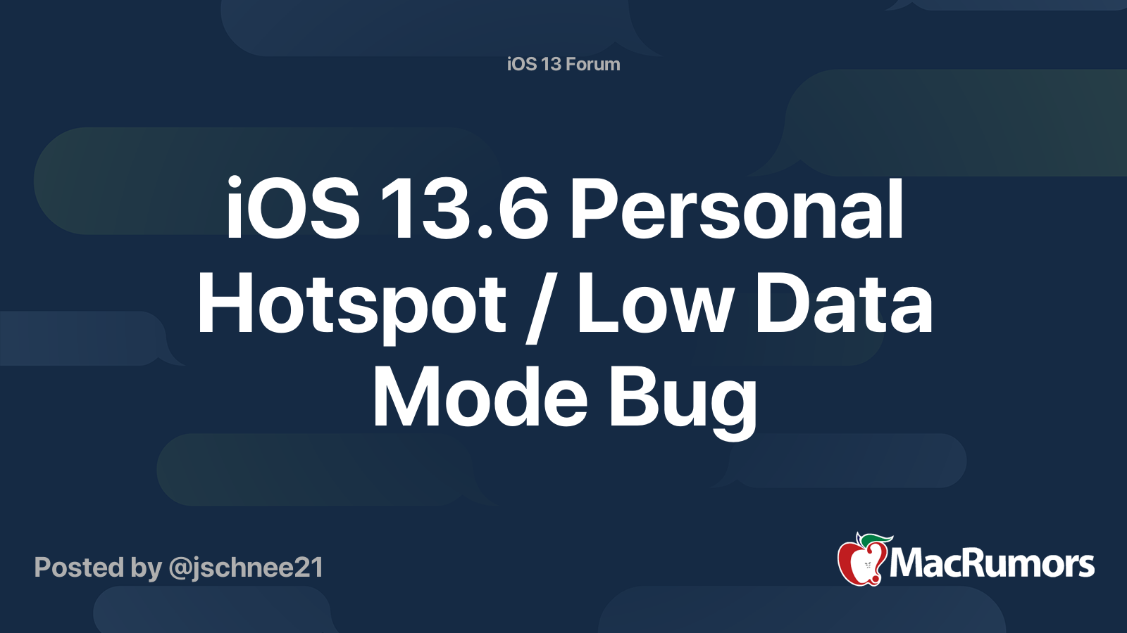 iOS 13.6 Personal Hotspot / Low Data Mode Bug MacRumors Forums