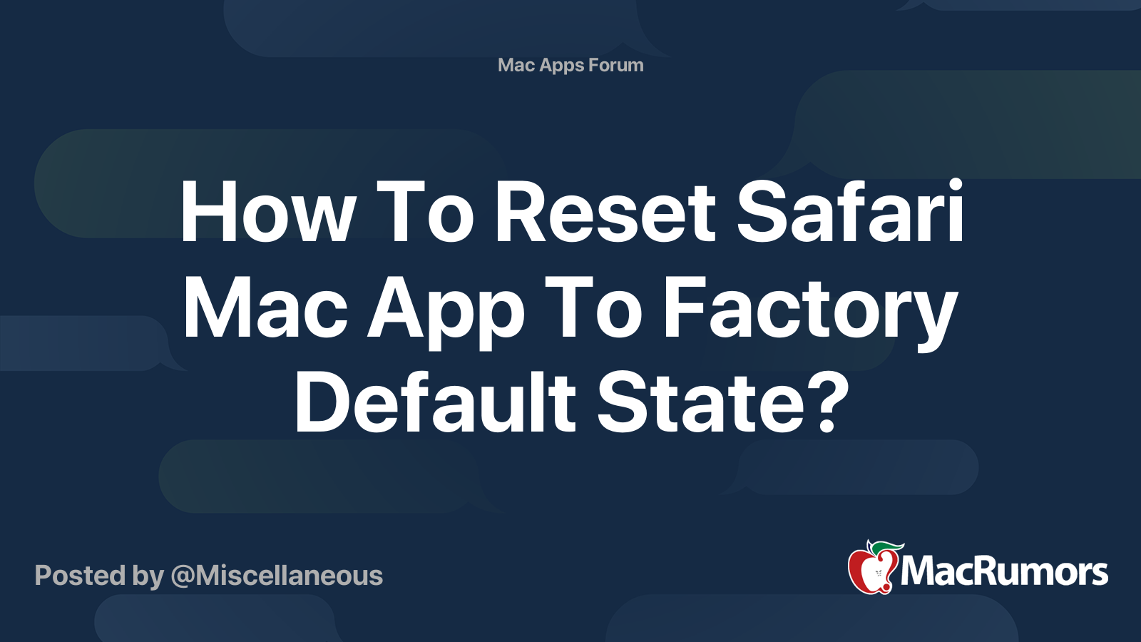 How To Reset Safari Mac App To Factory Default State?  MacRumors