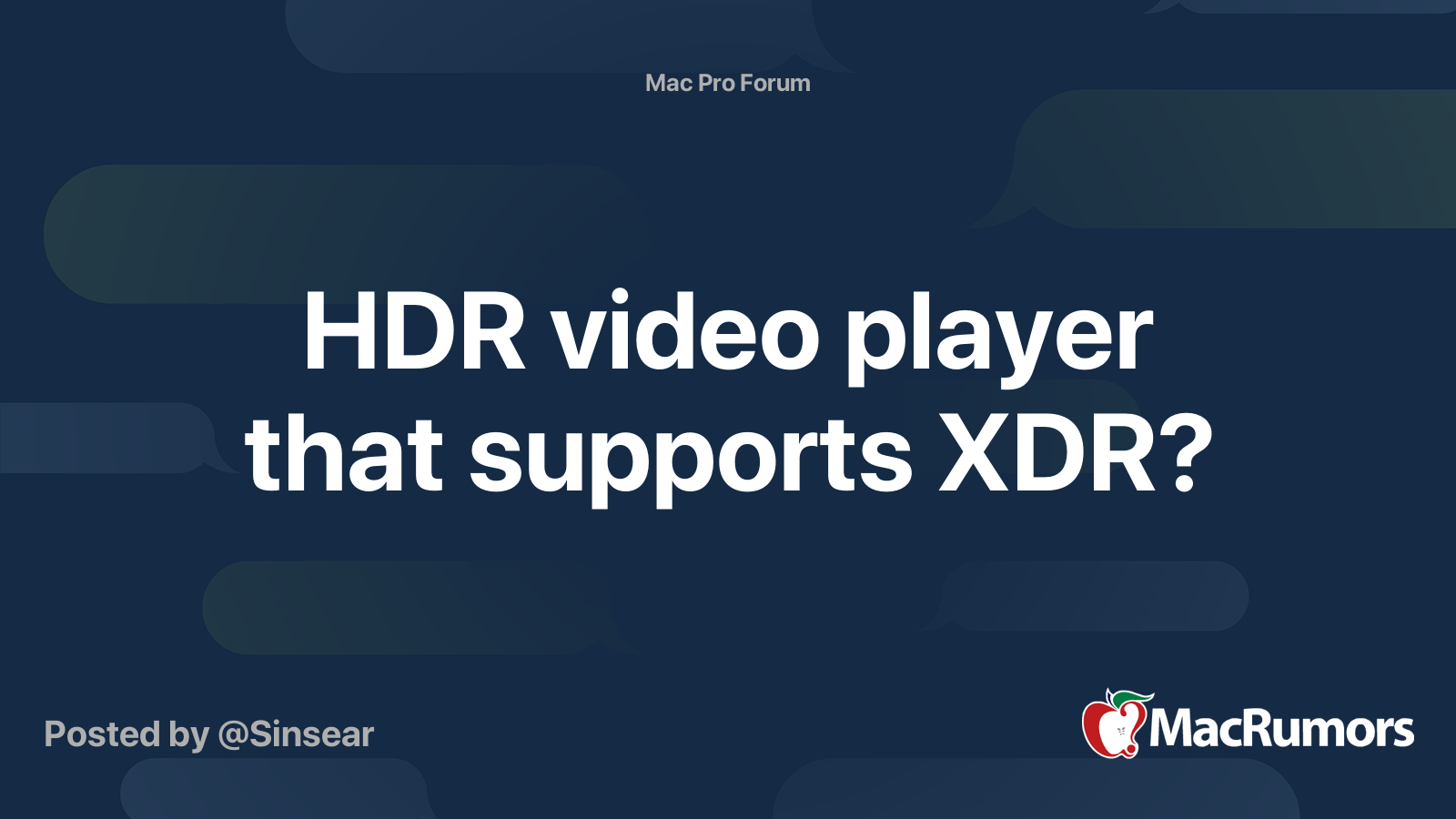 HDR video player that supports XDR? MacRumors Forums