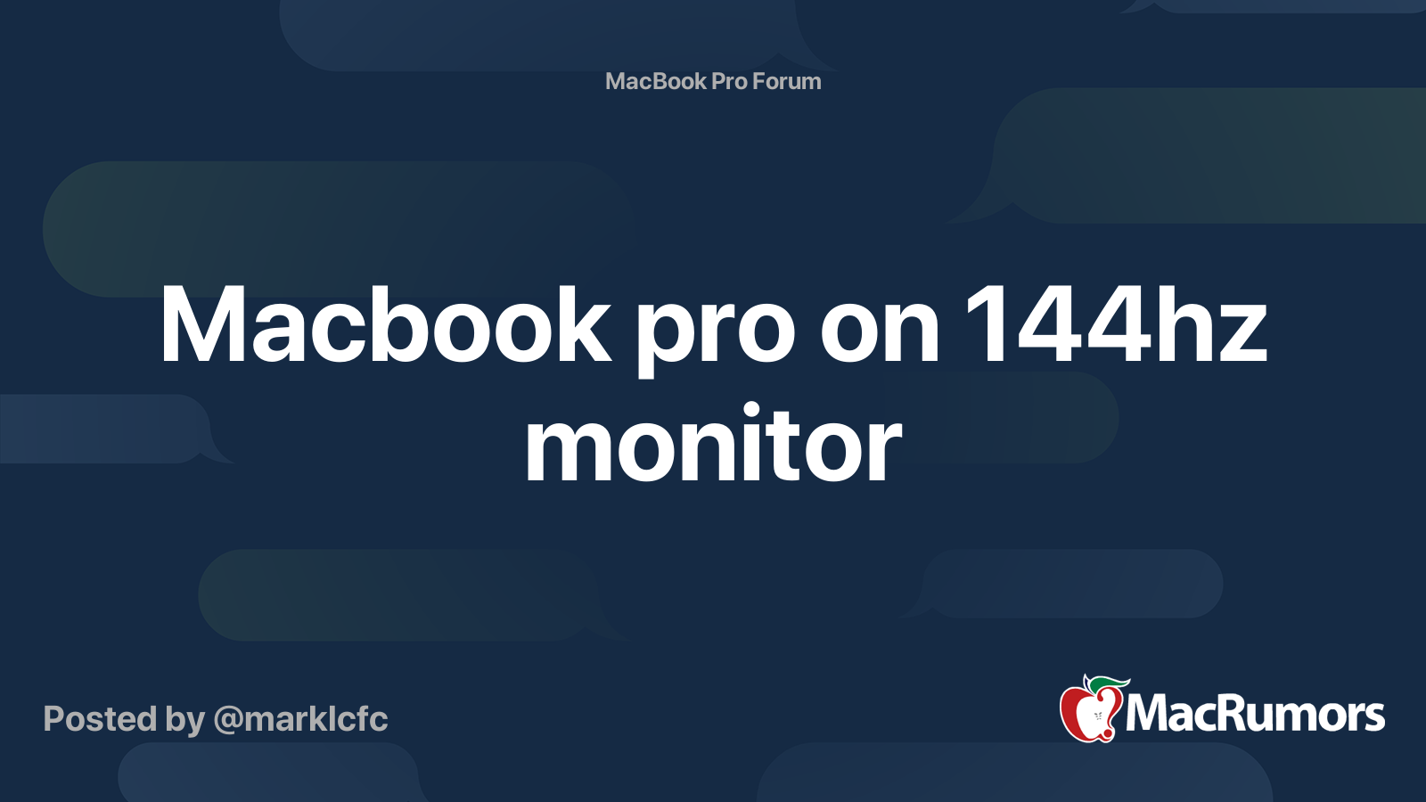 Macbook Pro On 144hz Monitor Macrumors Forums