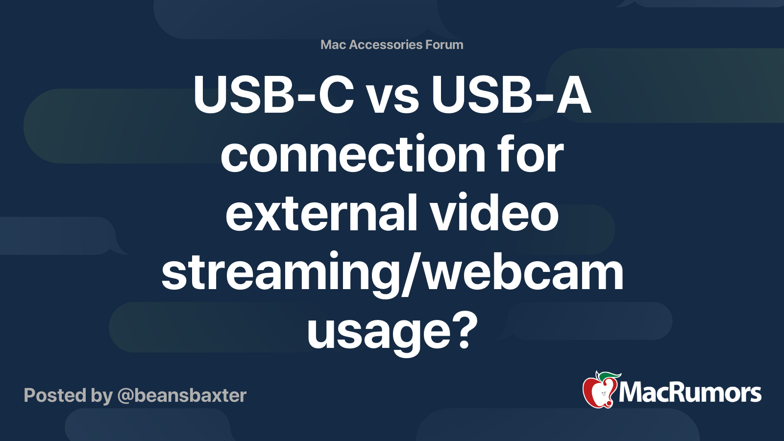 USB-C vs USB-A connection for external video streaming/webcam usage ...
