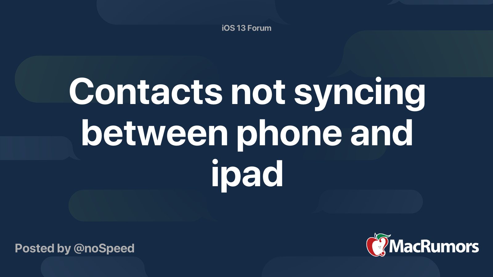 Contacts not syncing between phone and ipad | MacRumors Forums