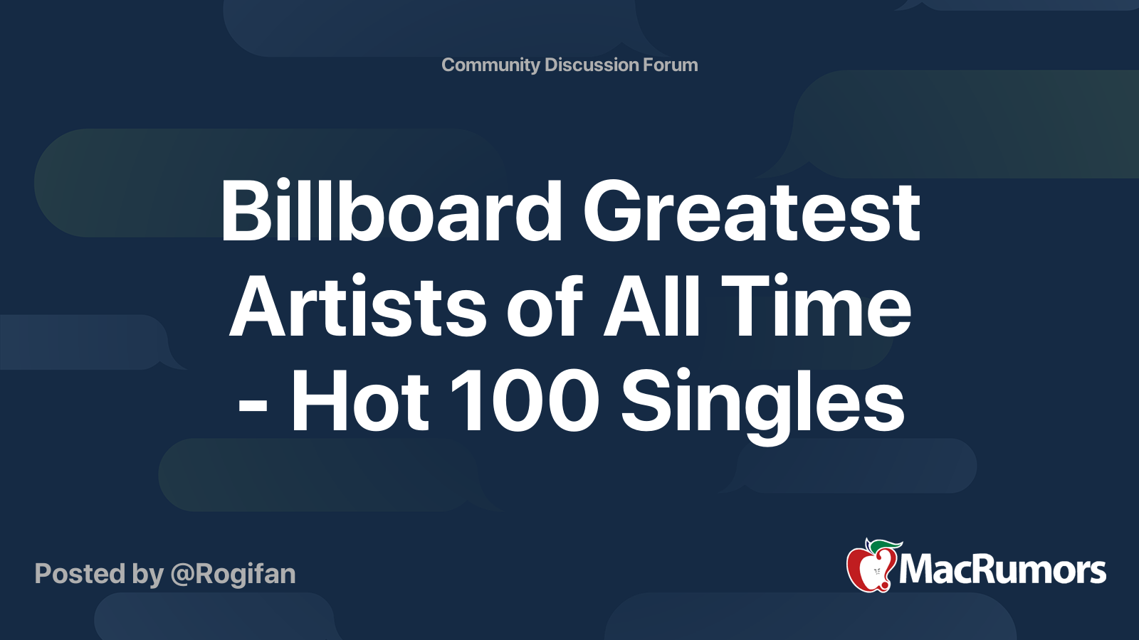 Billboard Greatest Artists of All Time Hot 100 Singles MacRumors Forums