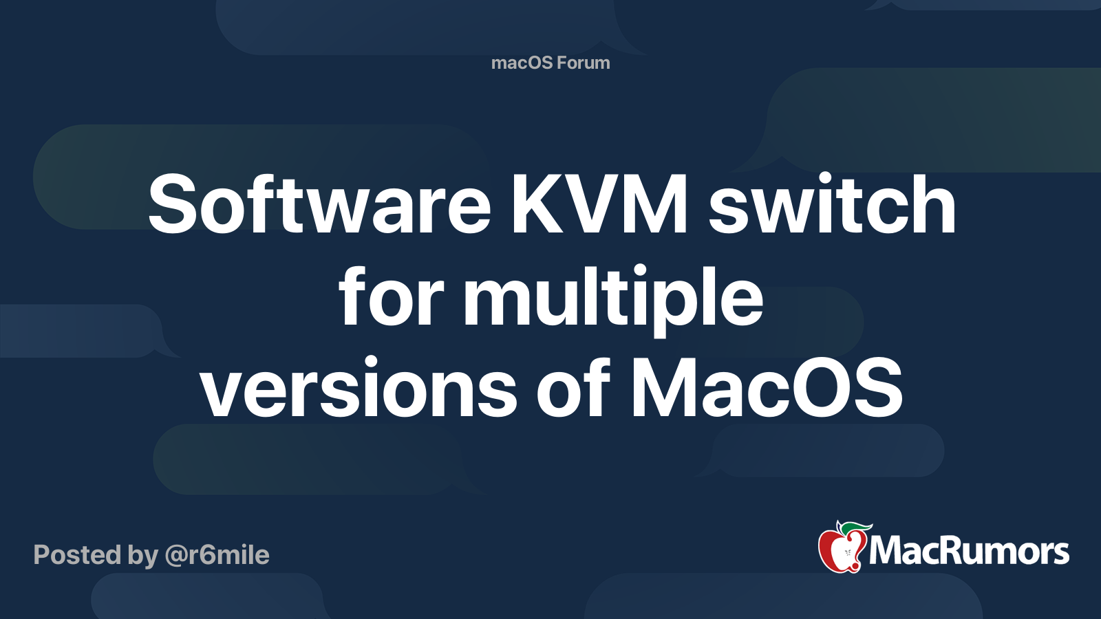 Software KVM switch for multiple versions of MacOS MacRumors Forums