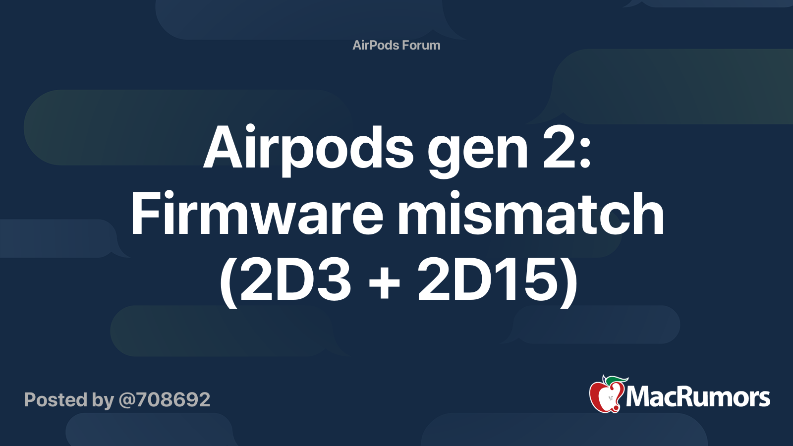shave unforgivable dry Airpods gen 2: Firmware mismatch (2D3 + 2D15) | MacRumors Forums