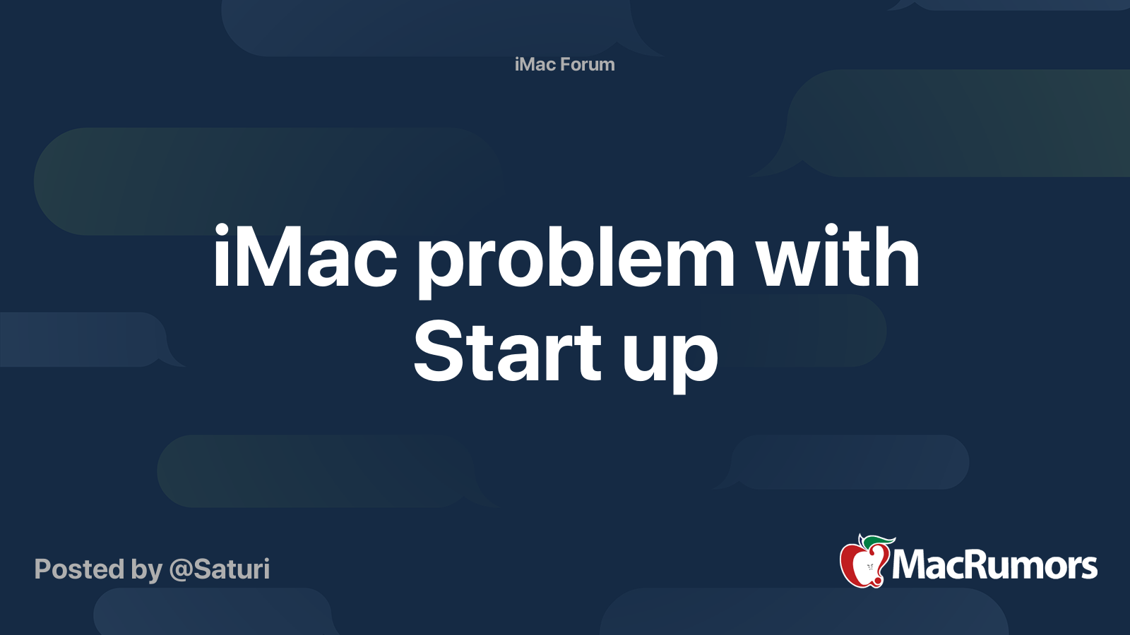 iMac problem with Start up | MacRumors Forums