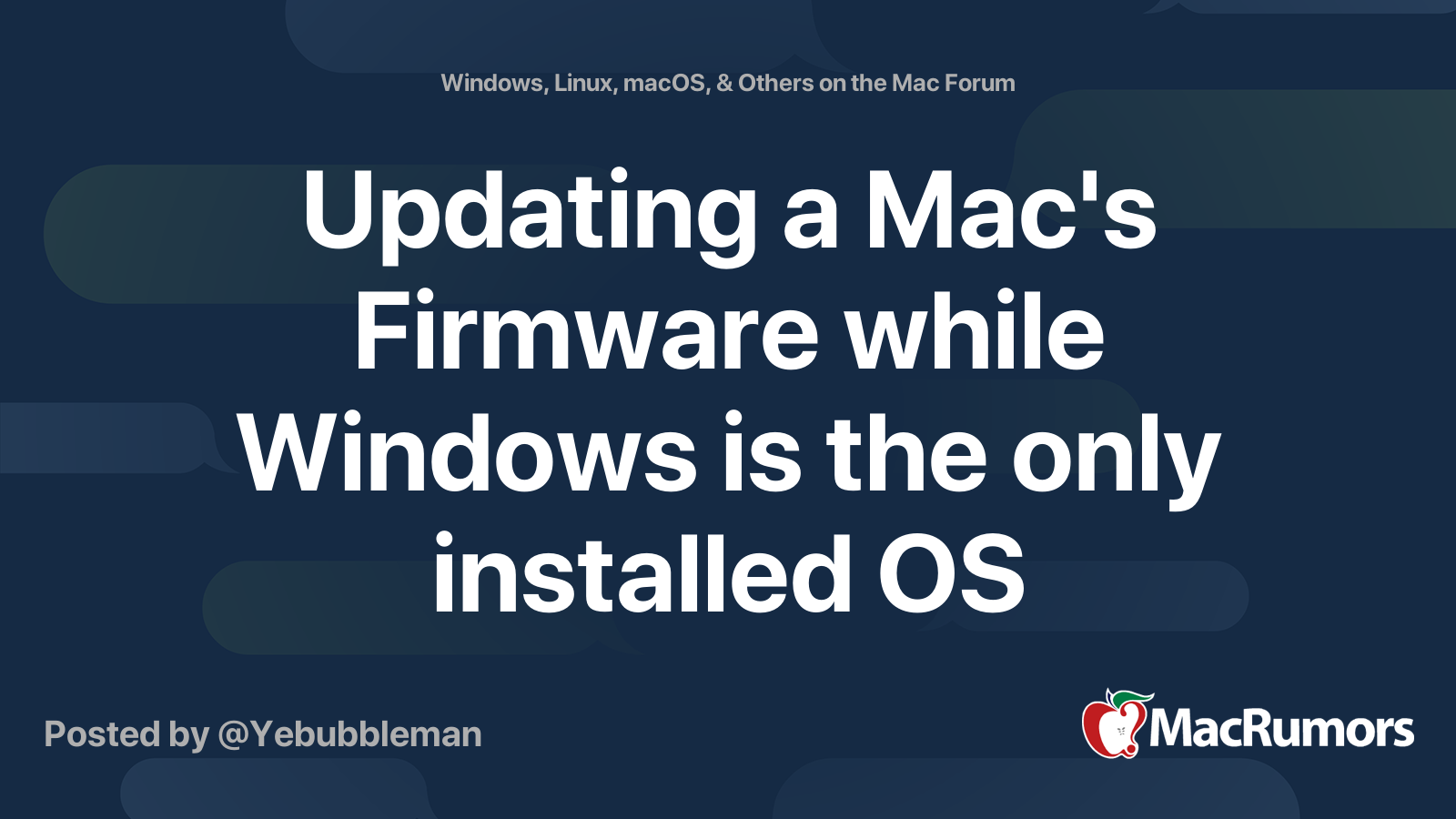 Updating A Mac's Firmware While Windows Is The Only Installed Os 