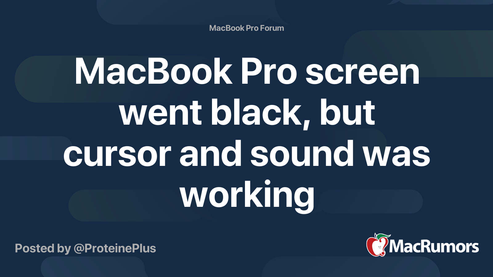 MacBook Pro screen went black, but cursor and sound was working