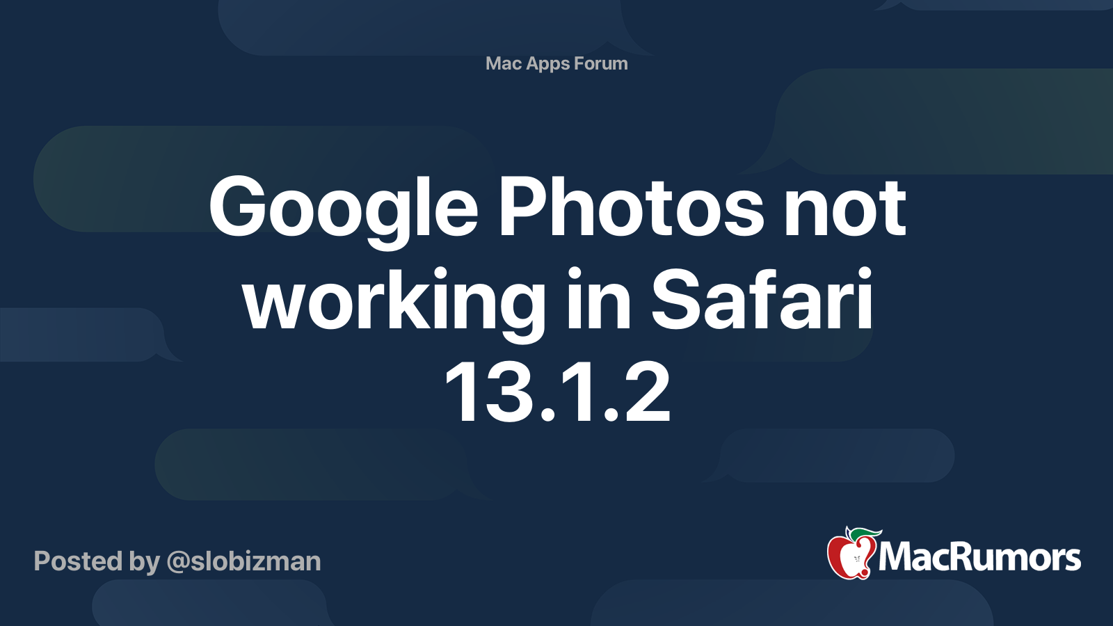 Google Photos Not Working In Safari 13 1 2 MacRumors Forums